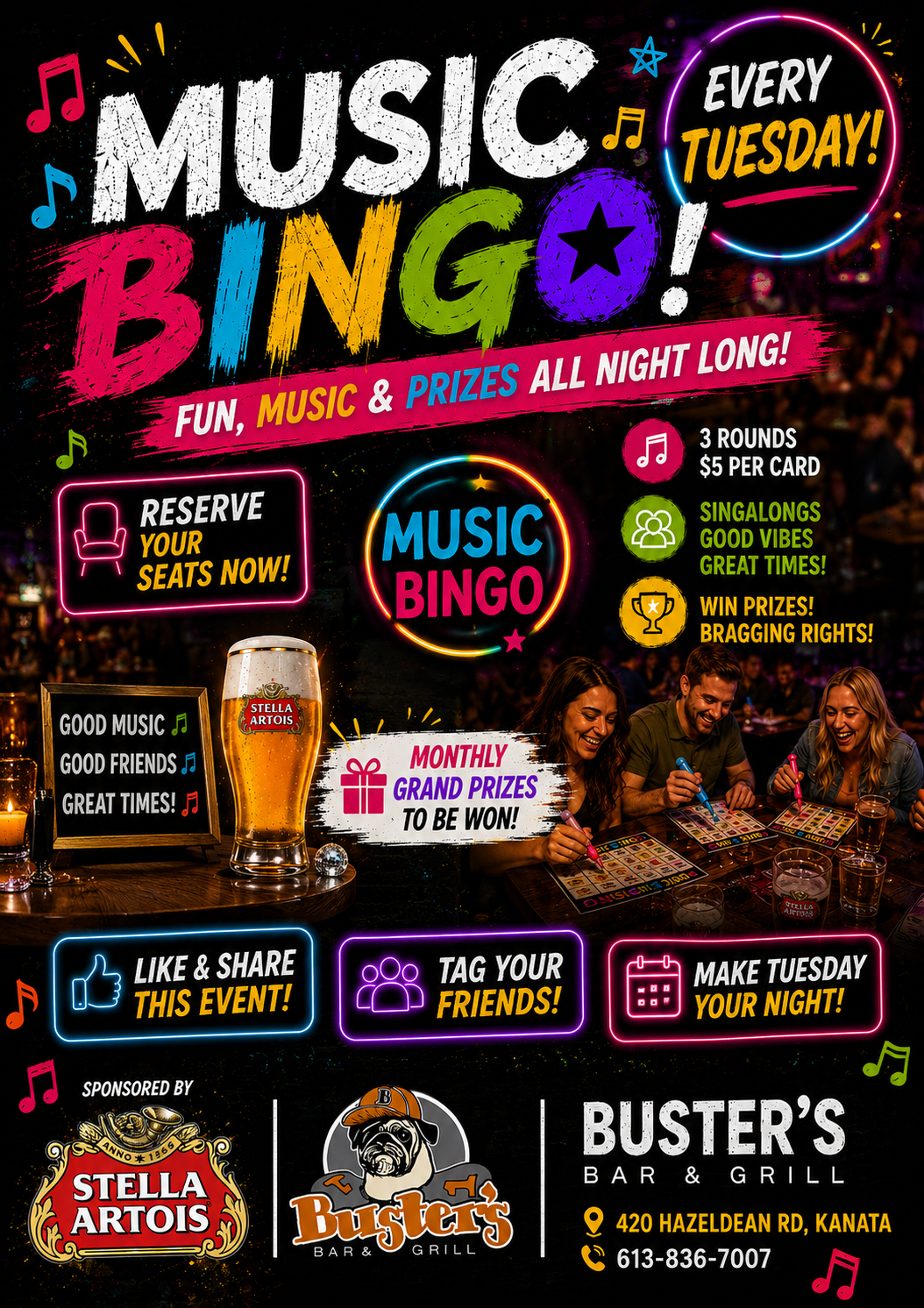 Music Bingo promotion at Buster's Bar and Grill